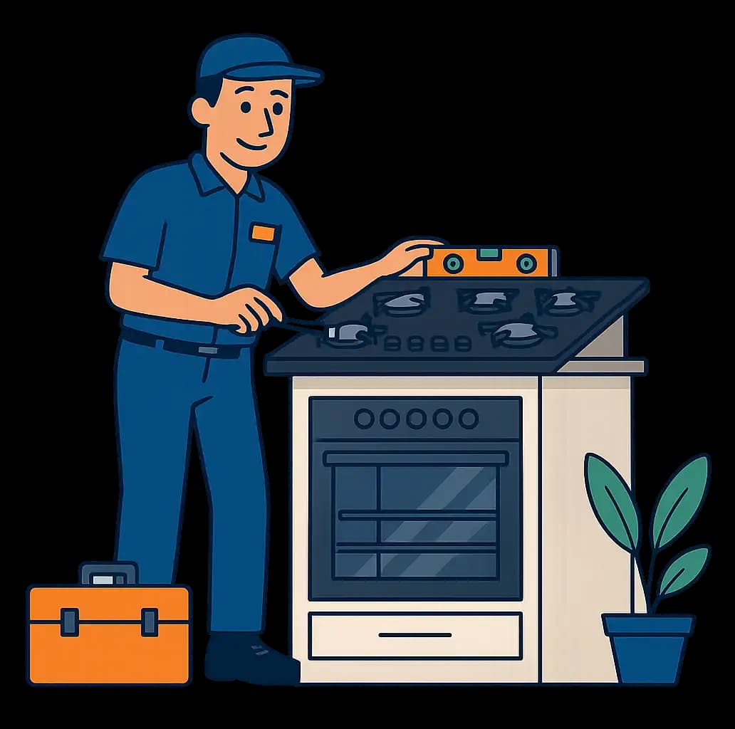 Cooktop installation in a modern kitchen