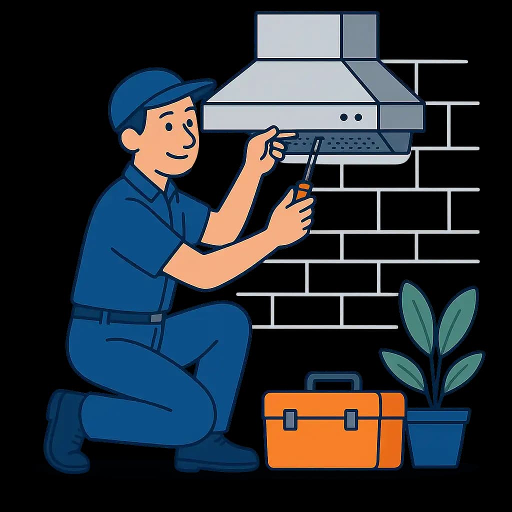 Kitchen hood installation in a modern kitchen