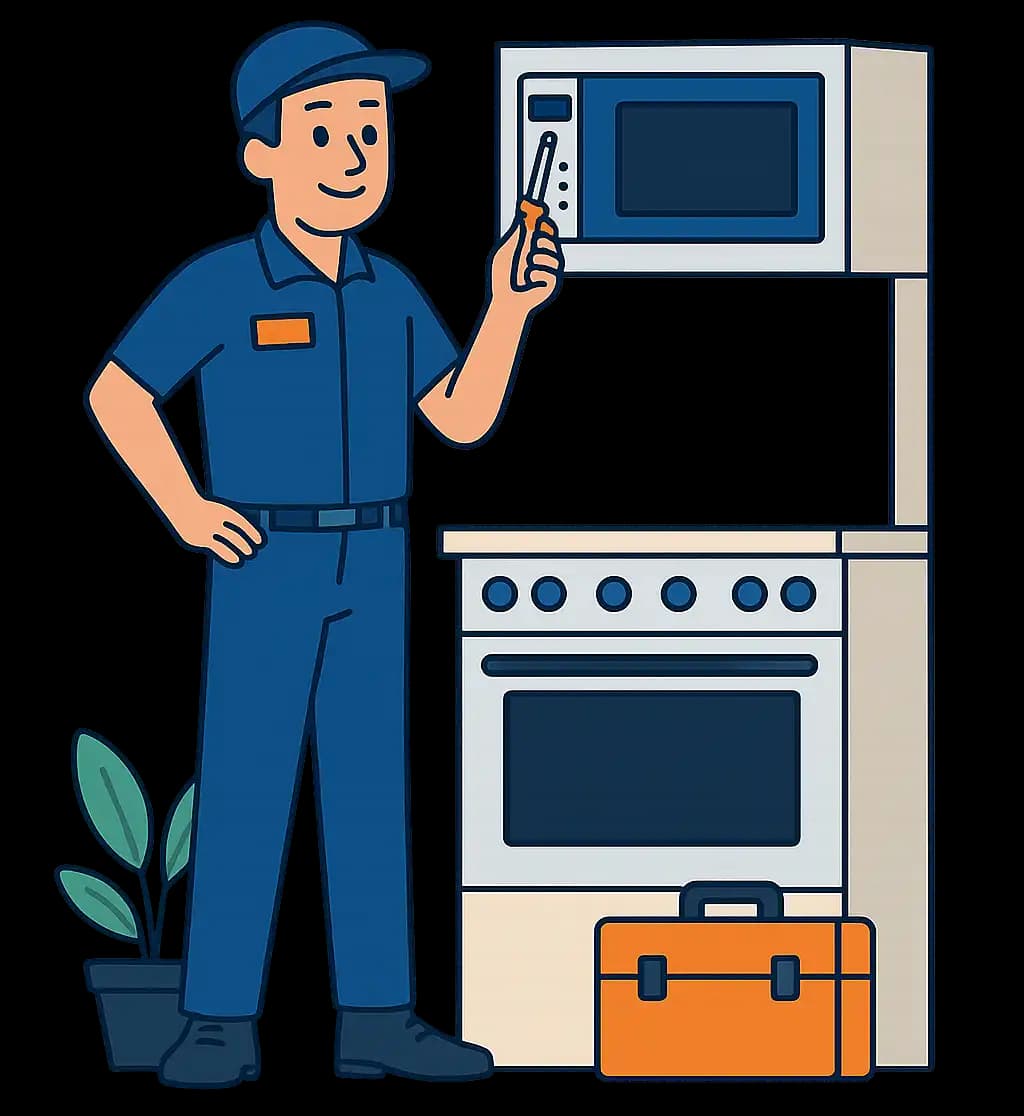 Installing a microwave in a modern kitchen